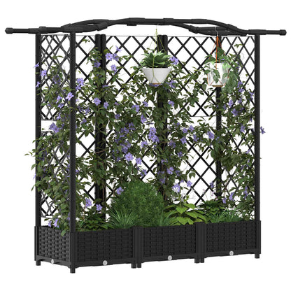 vidaXL Raised Bed with Trellis and Roof Black 163 x 40 x 123 cm PP