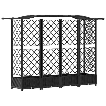 vidaXL Raised Bed with Trellis and Roof Black 203.5 x 40 x 123 cm PP
