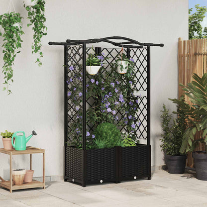 vidaXL Raised Bed with Trellis and Roof Black 122 x 40 x 141 cm PP