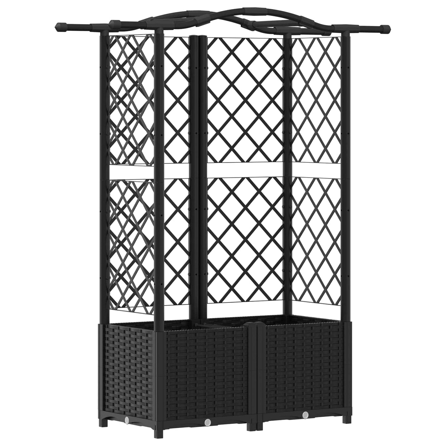 vidaXL Raised Bed with Trellis and Roof Black 122 x 40 x 141 cm PP