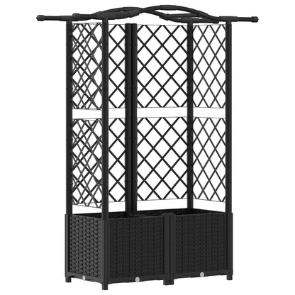 vidaXL Raised Bed with Trellis and Roof Black 122 x 40 x 141 cm PP