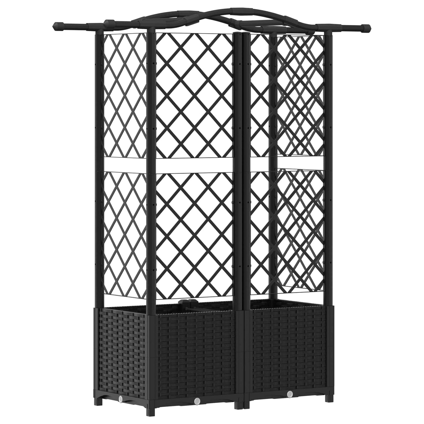 vidaXL Raised Bed with Trellis and Roof Black 122 x 40 x 141 cm PP