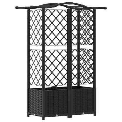vidaXL Raised Bed with Trellis and Roof Black 122 x 40 x 141 cm PP