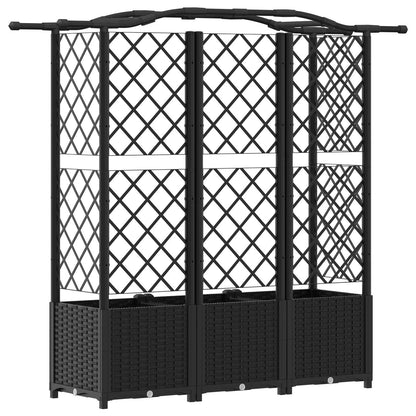 vidaXL Raised Bed with Trellis and Roof Black 163 x 40 x 138 cm PP