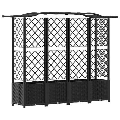 vidaXL Raised Bed with Trellis and Roof Black 204 x 40 x 141 cm PP