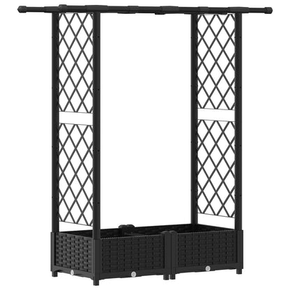 vidaXL Raised Bed with Trellis and Roof Black 122.5 x 40 x 123 cm PP