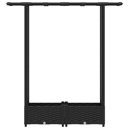 vidaXL Raised Bed with Trellis and Roof Black 122.5 x 40 x 123 cm PP