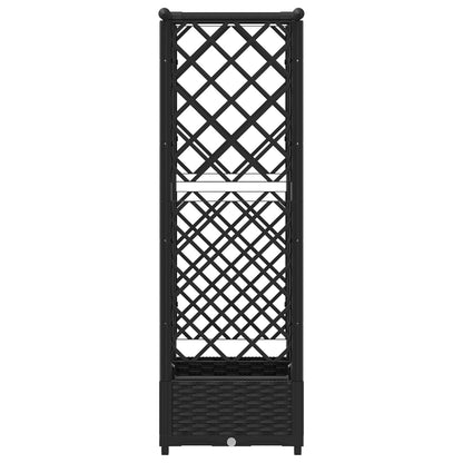 vidaXL Raised Bed with Trellis and Roof Black 122.5 x 40 x 123 cm PP