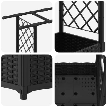 vidaXL Raised Bed with Trellis and Roof Black 164 x 40 x 123 cm PP