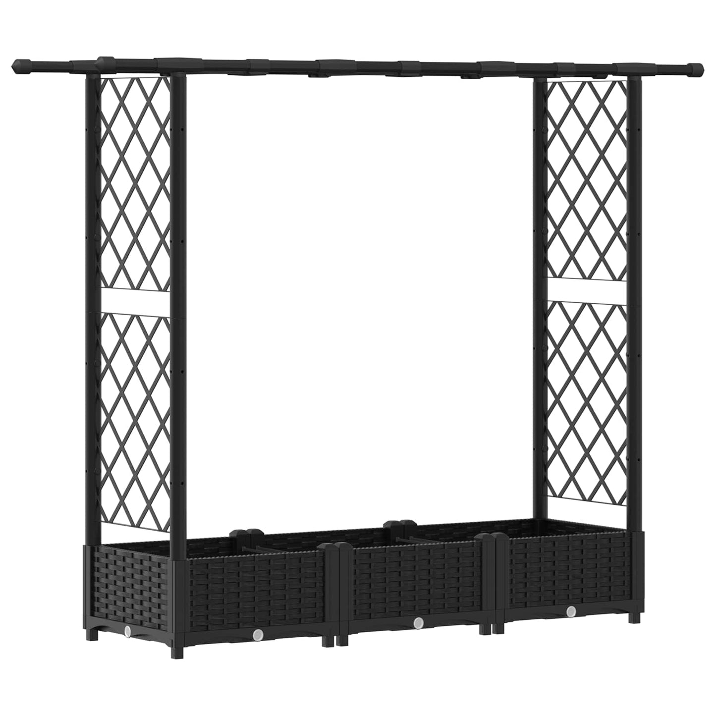 vidaXL Raised Bed with Trellis and Roof Black 164 x 40 x 123 cm PP