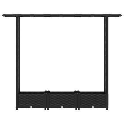 vidaXL Raised Bed with Trellis and Roof Black 164 x 40 x 123 cm PP