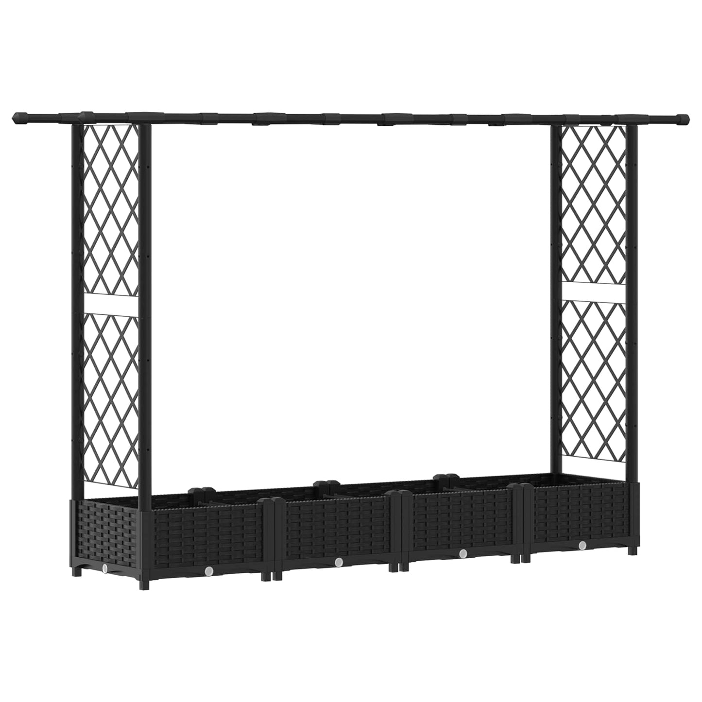 vidaXL Raised Bed with Trellis and Roof Black 203 x 40 x 123 cm PP