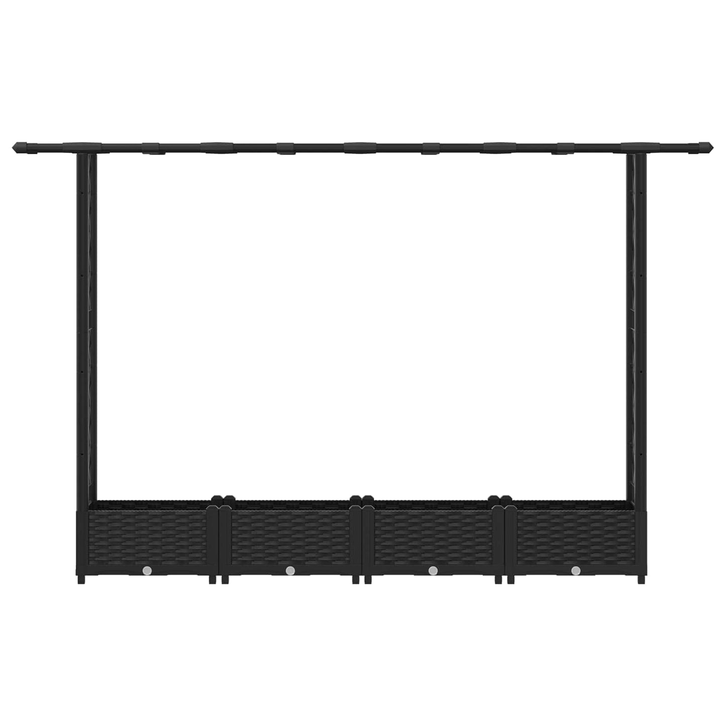 vidaXL Raised Bed with Trellis and Roof Black 203 x 40 x 123 cm PP