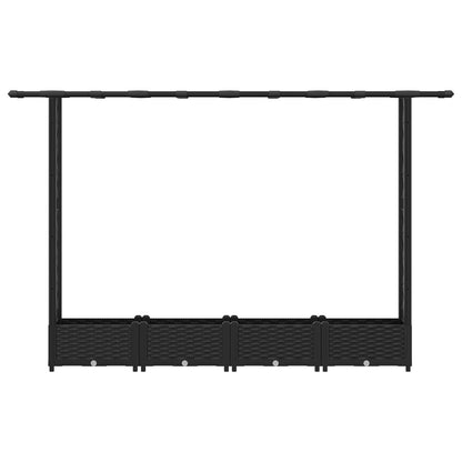 vidaXL Raised Bed with Trellis and Roof Black 203 x 40 x 123 cm PP
