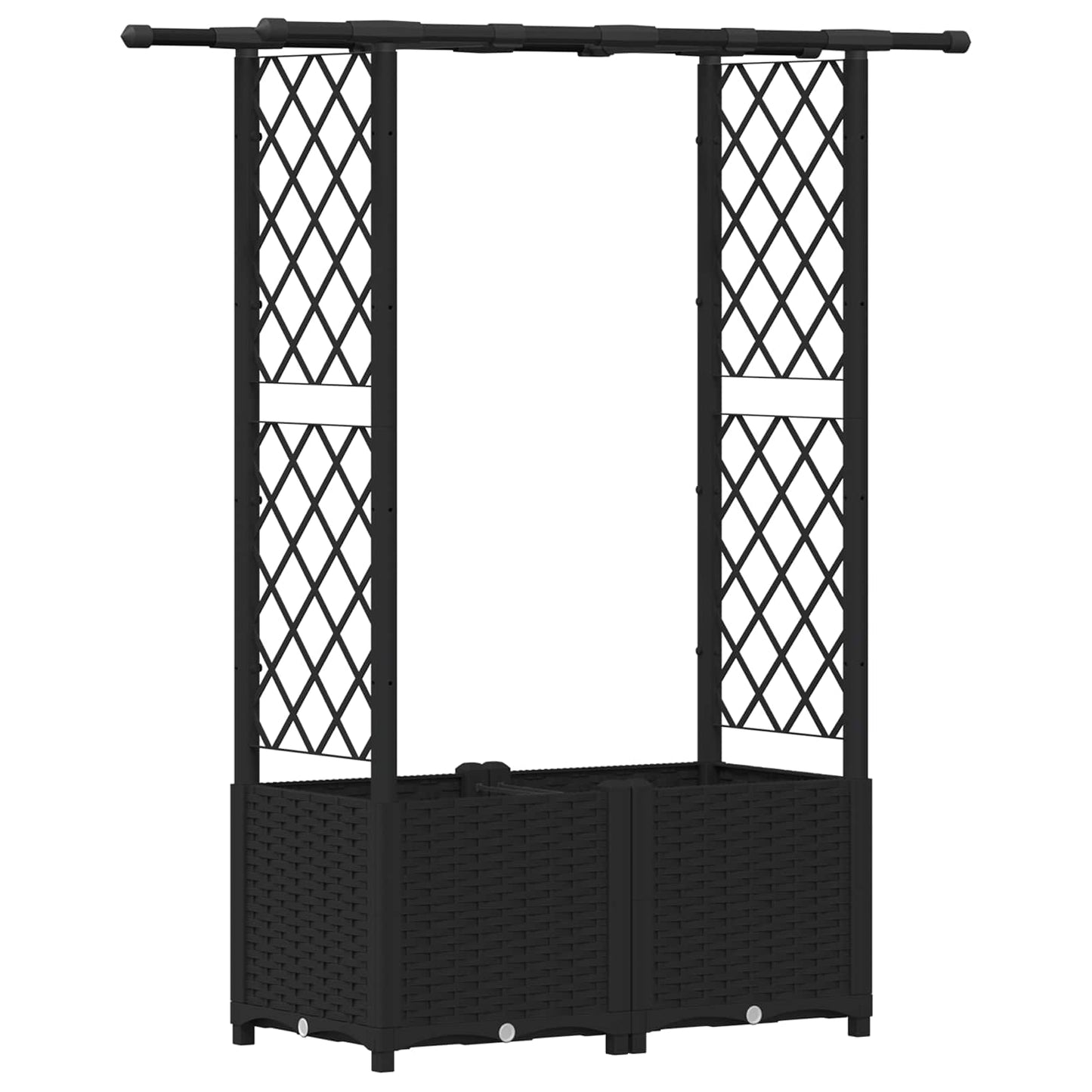 vidaXL Raised Bed with Trellis and Roof Black 124.5 x 40 x 136 cm PP