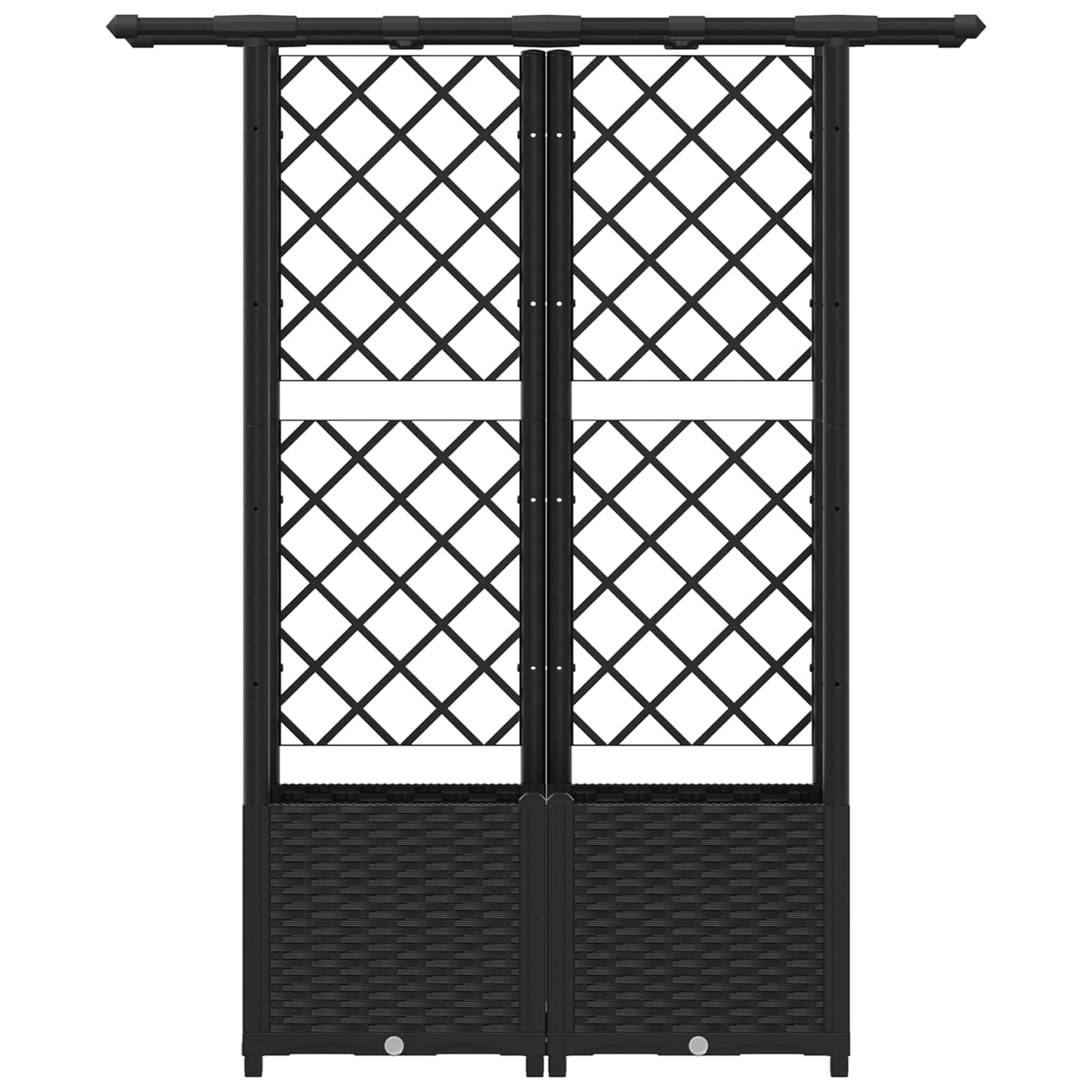 vidaXL Raised Bed with Trellis and Roof Black 124.5 x 40 x 138 cm PP