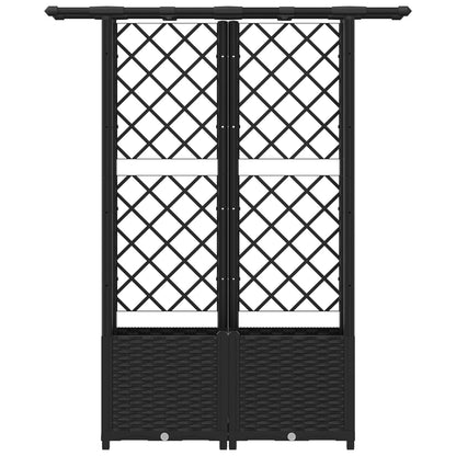 vidaXL Raised Bed with Trellis and Roof Black 124.5 x 40 x 138 cm PP