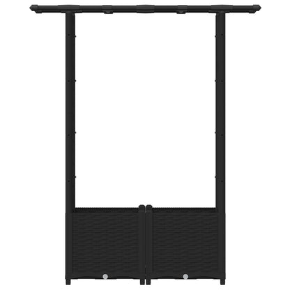 vidaXL Raised Bed with Trellis and Roof Black 124.5 x 40 x 136 cm PP