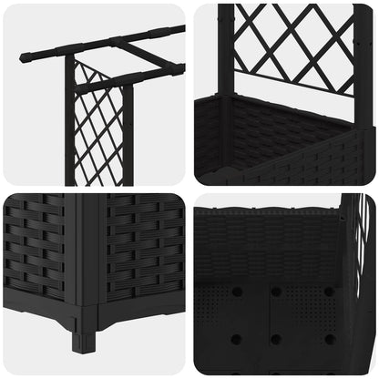 vidaXL Raised Bed with Trellis and Roof Black 162.5 x 40 x 136 cm PP