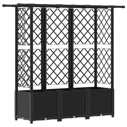 vidaXL Raised Bed with Trellis and Roof Black 162.5 x 40 x 136 cm PP