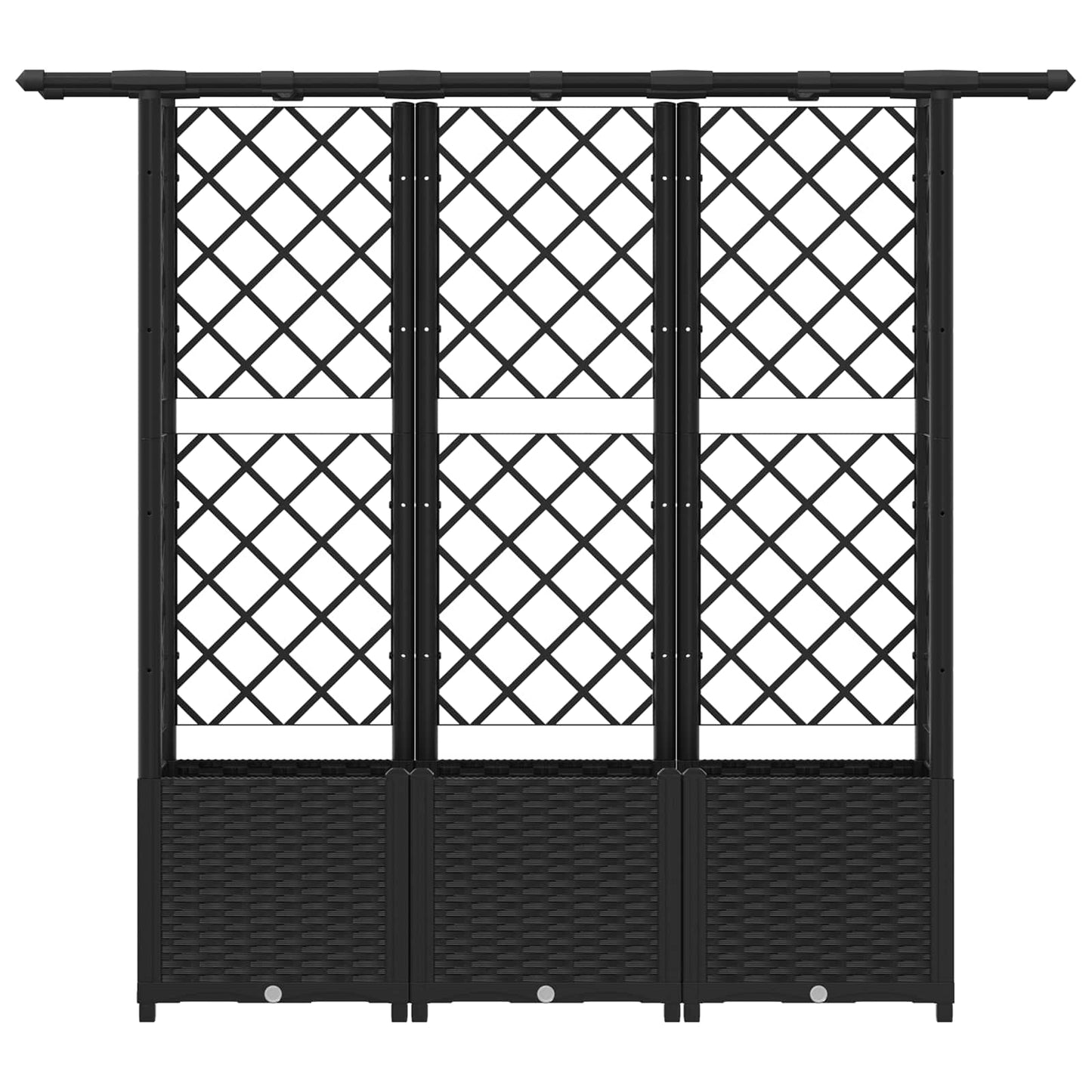 vidaXL Raised Bed with Trellis and Roof Black 162.5 x 40 x 138 cm PP