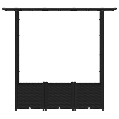 vidaXL Raised Bed with Trellis and Roof Black 162.5 x 40 x 136 cm PP