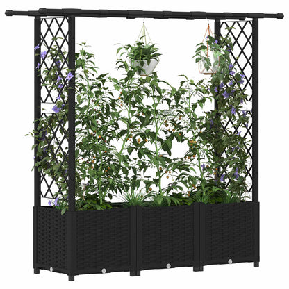 vidaXL Raised Bed with Trellis and Roof Black 162.5 x 40 x 136 cm PP
