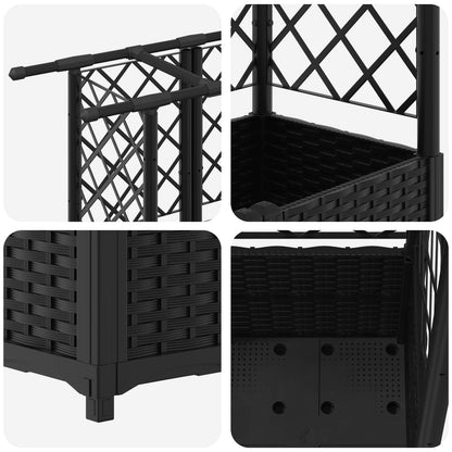vidaXL Raised Bed with Trellis and Roof Black 203 x 40 x 138 cm PP