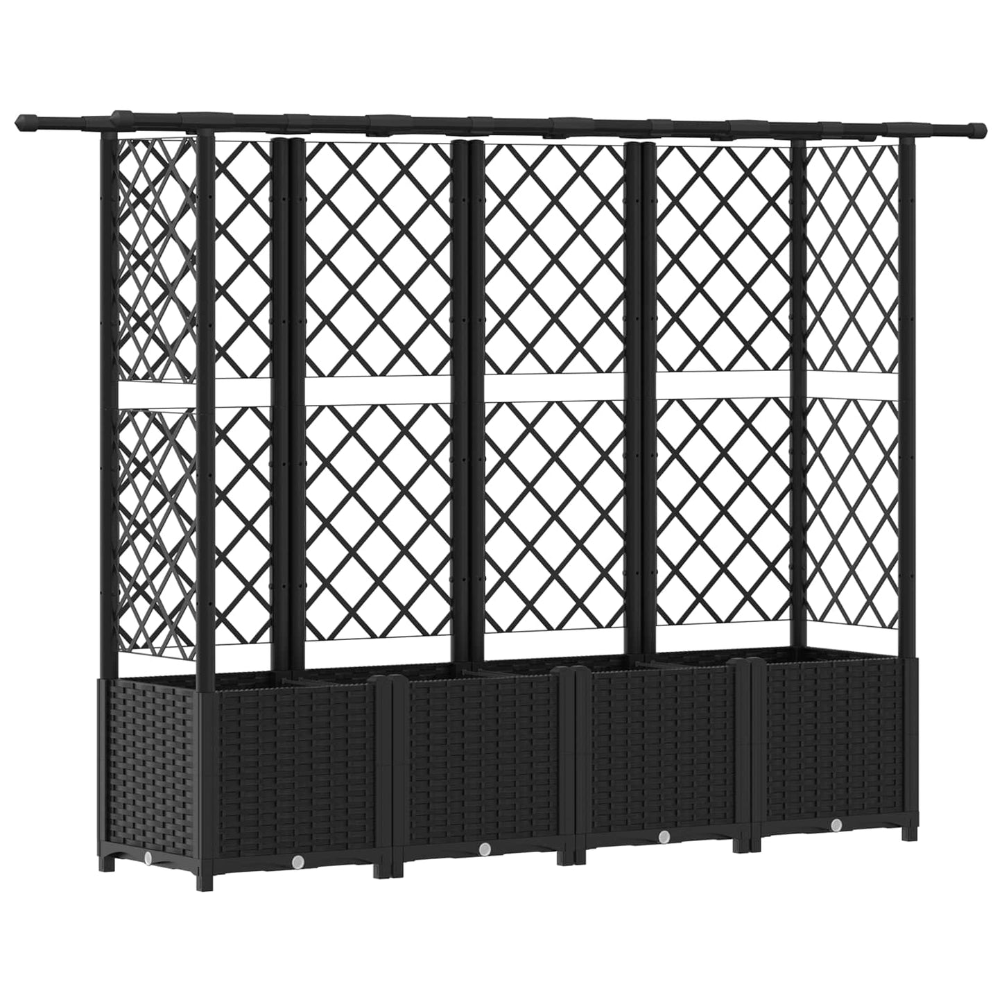 vidaXL Raised Bed with Trellis and Roof Black 203 x 40 x 138 cm PP