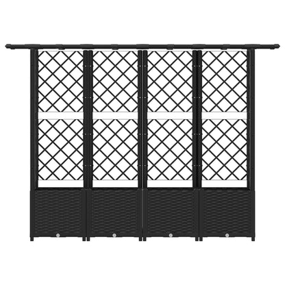vidaXL Raised Bed with Trellis and Roof Black 203 x 40 x 138 cm PP