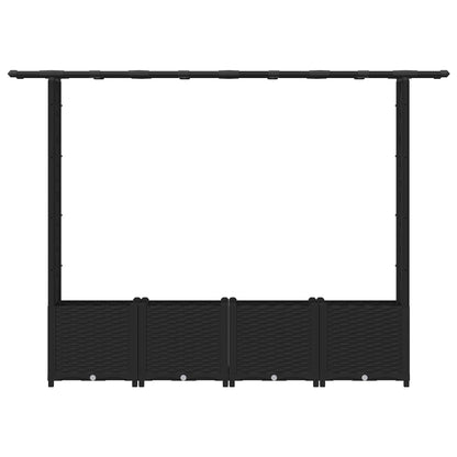 vidaXL Raised Bed with Trellis and Roof Black 203 x 40 x 136 cm PP