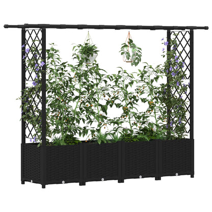 vidaXL Raised Bed with Trellis and Roof Black 203 x 40 x 136 cm PP
