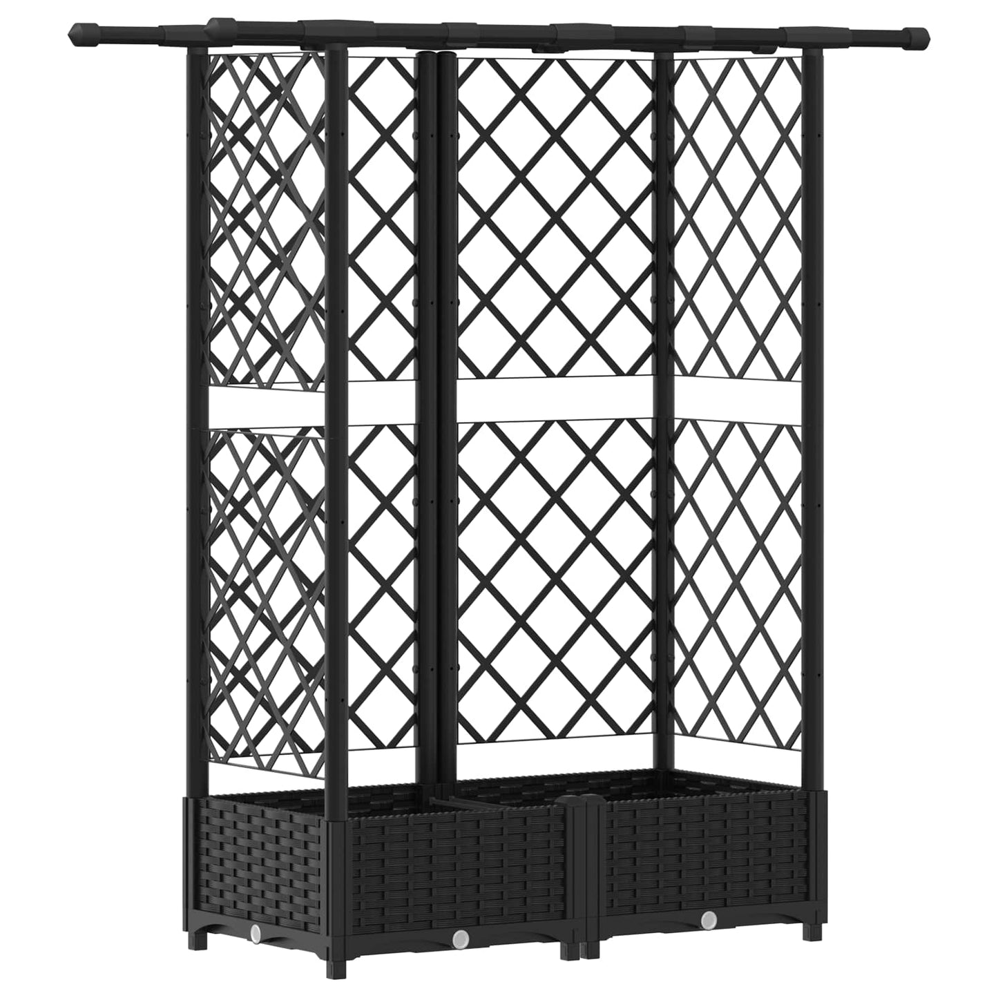 vidaXL Raised Bed with Trellis and Roof Black 124 x 40 x 123 cm PP