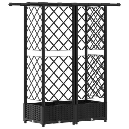 vidaXL Raised Bed with Trellis and Roof Black 124 x 40 x 123 cm PP