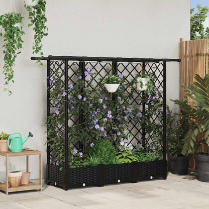 vidaXL Raised Bed with Trellis and Roof Black 164 x 40 x 123 cm PP