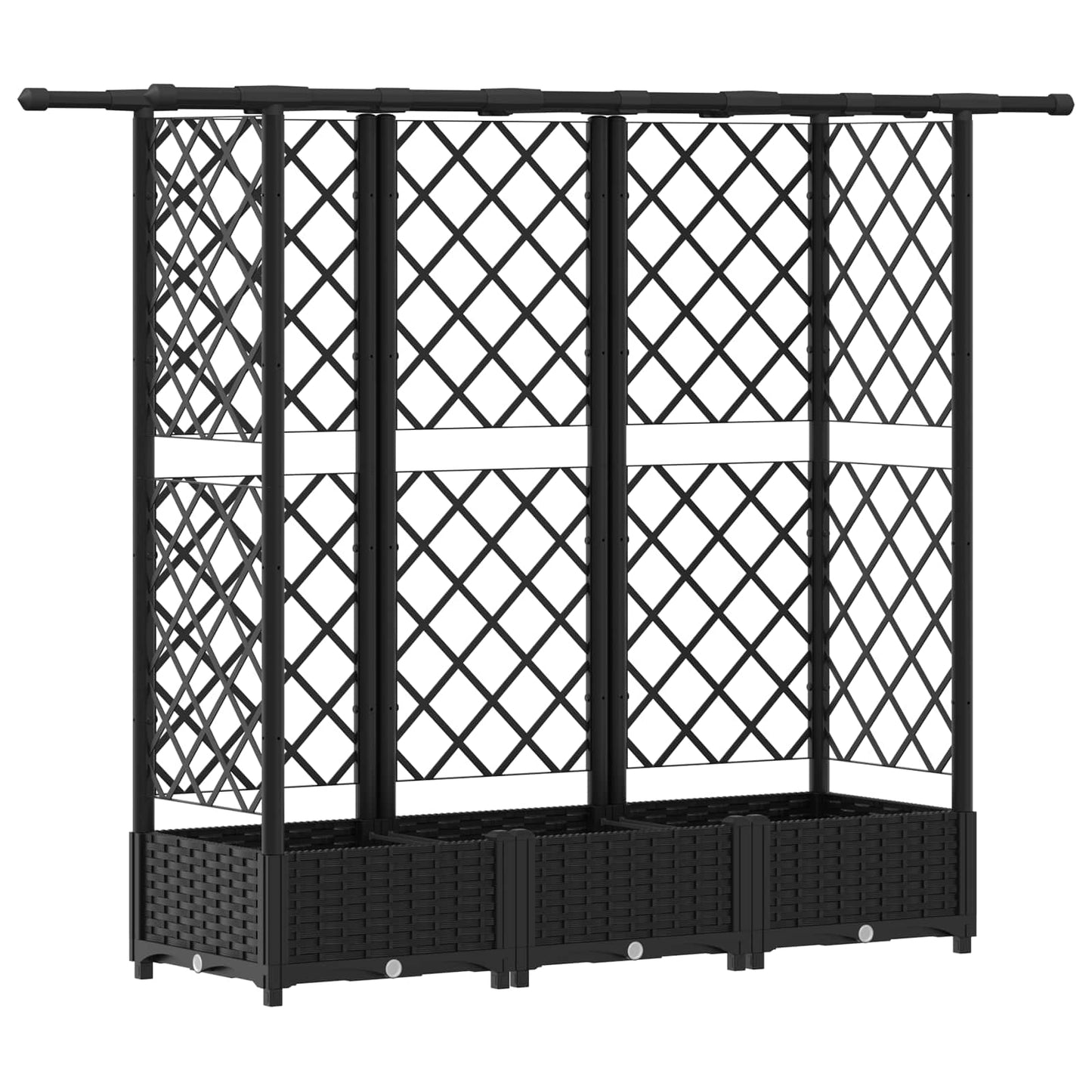 vidaXL Raised Bed with Trellis and Roof Black 164 x 40 x 123 cm PP