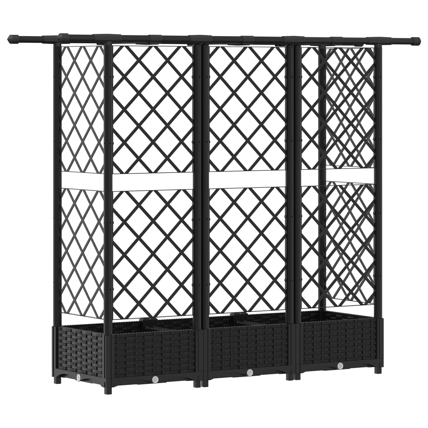 vidaXL Raised Bed with Trellis and Roof Black 164 x 40 x 123 cm PP