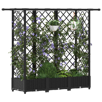 vidaXL Raised Bed with Trellis and Roof Black 164 x 40 x 123 cm PP