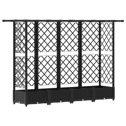 vidaXL Raised Bed with Trellis and Roof Black 202.5 x 40 x 123 cm PP
