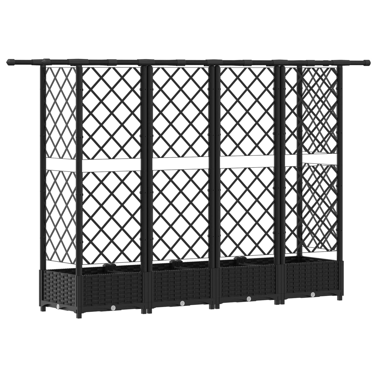 vidaXL Raised Bed with Trellis and Roof Black 202.5 x 40 x 123 cm PP