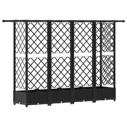 vidaXL Raised Bed with Trellis and Roof Black 202.5 x 40 x 123 cm PP