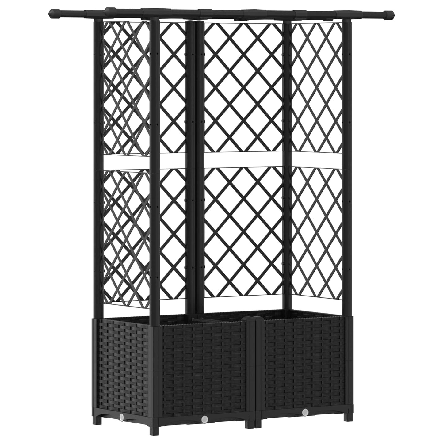 vidaXL Raised Bed with Trellis and Roof Black 124 x 40 x 138 cm PP