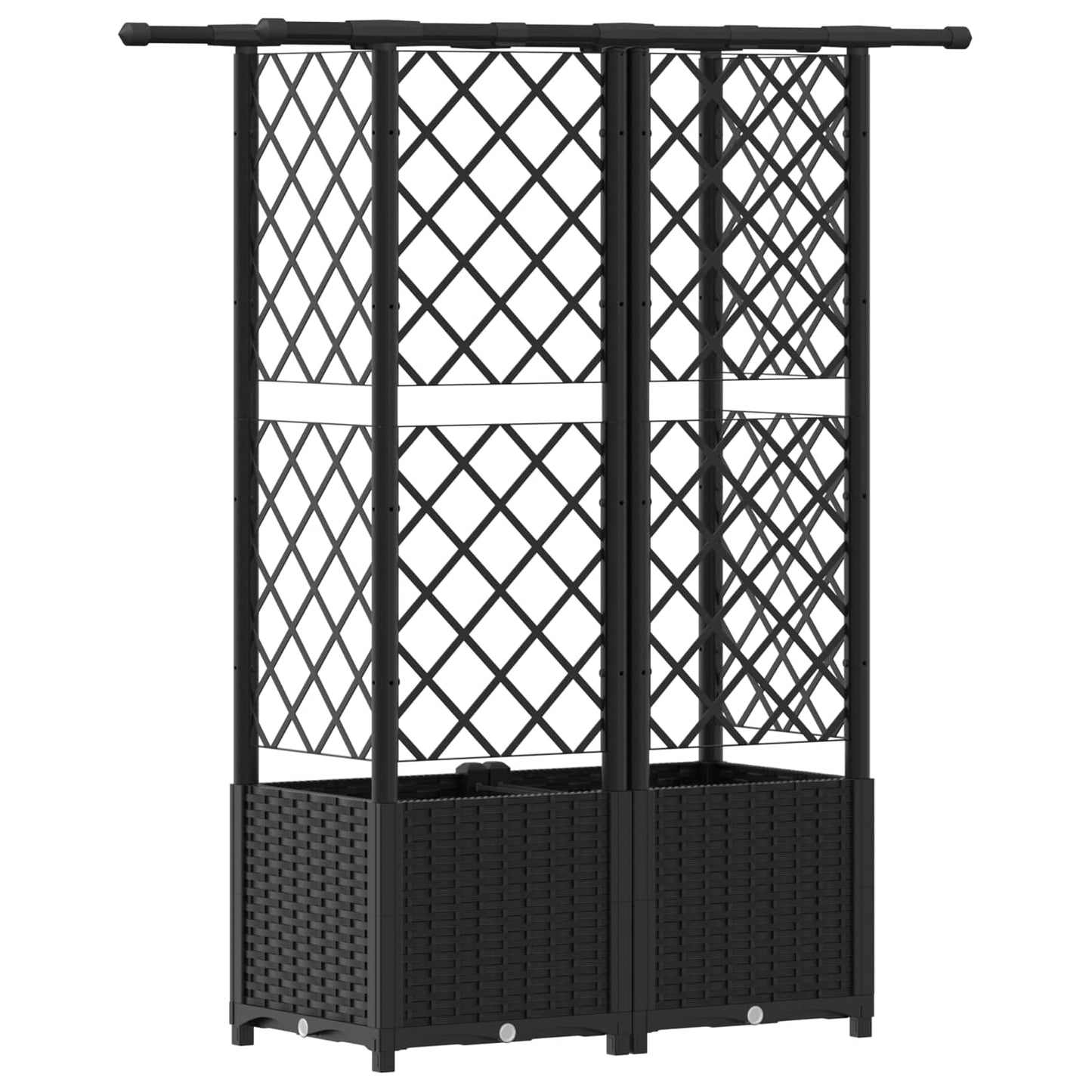 vidaXL Raised Bed with Trellis and Roof Black 124 x 40 x 138 cm PP