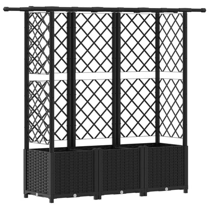 vidaXL Raised Bed with Trellis and Roof Black 163.5 x 40 x 138 cm PP