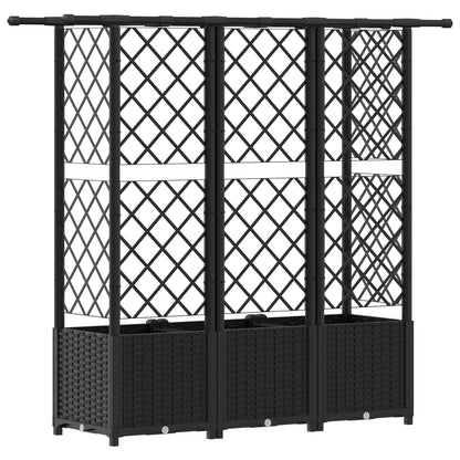 vidaXL Raised Bed with Trellis and Roof Black 163.5 x 40 x 138 cm PP