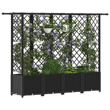 vidaXL Raised Bed with Trellis and Roof Black 202 x 40 x 136 cm PP