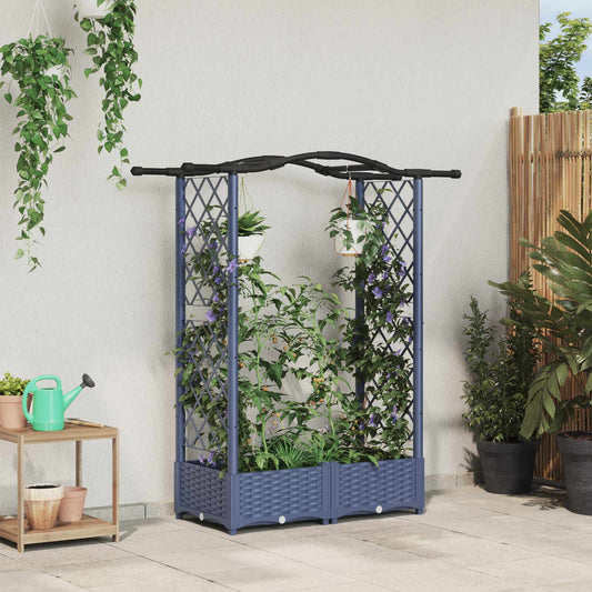 vidaXL Raised Bed with Trellis and Roof Grey 124 x 40 x 123 cm PP