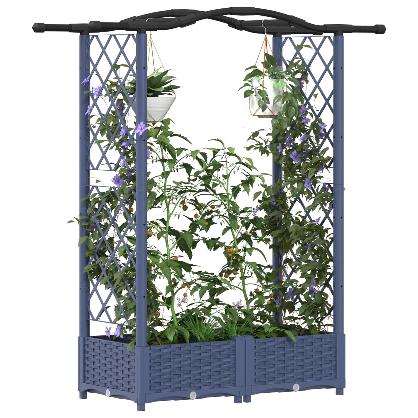 vidaXL Raised Bed with Trellis and Roof Grey 124 x 40 x 125 cm PP