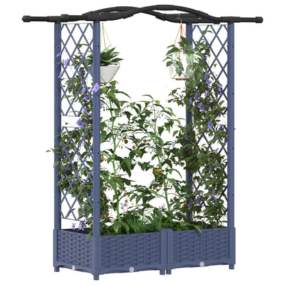 vidaXL Raised Bed with Trellis and Roof Grey 124 x 40 x 125 cm PP