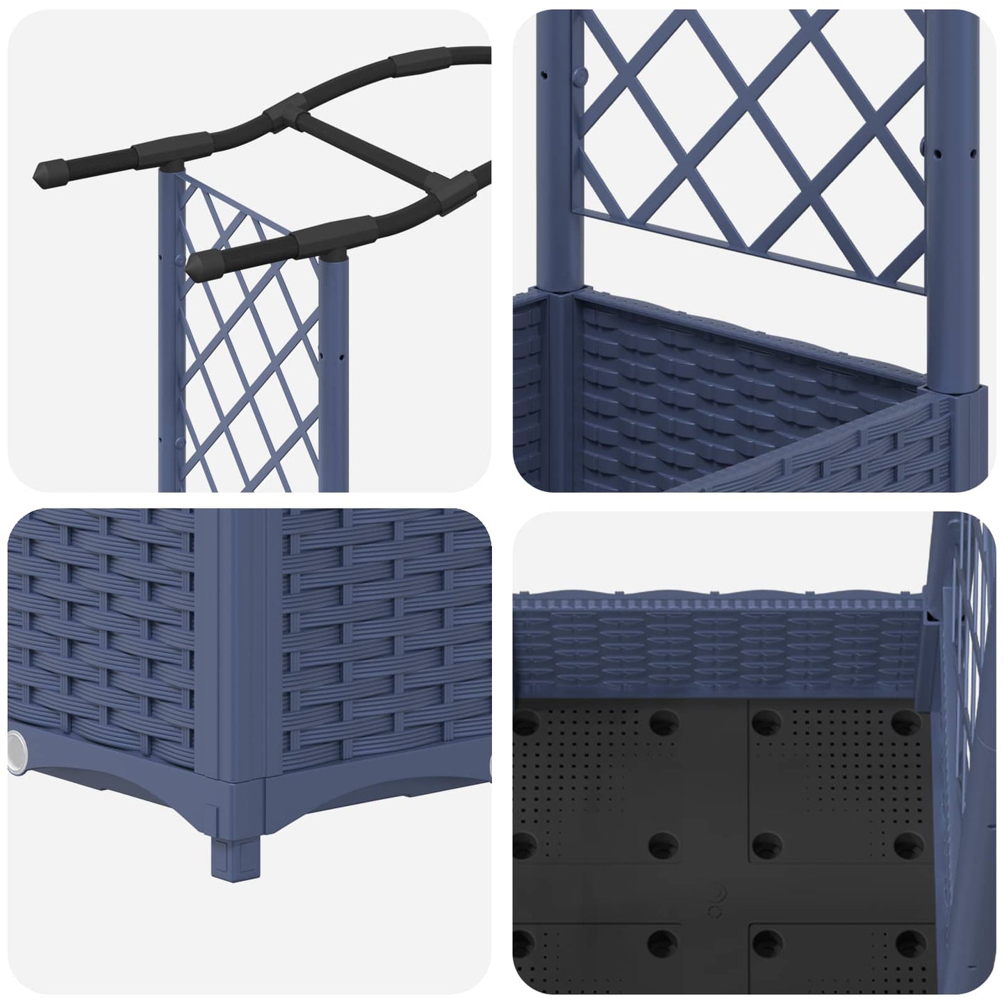 vidaXL Raised Bed with Trellis and Roof Grey 169 x 40 x 125 cm PP